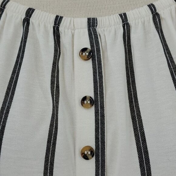 H&M off the shoulder top. Striped. XS faux buttons. Adorable - Picture 2 of 8